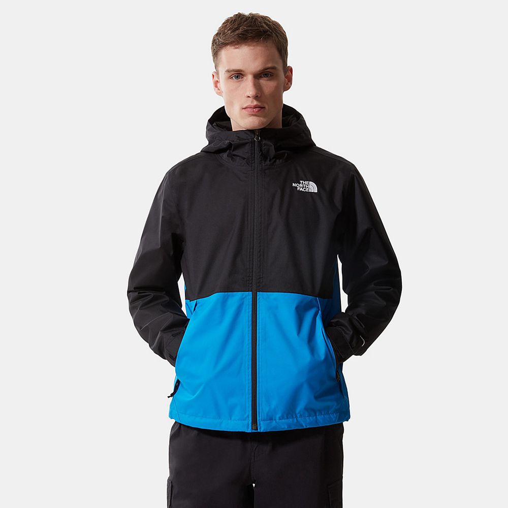 The North Face Rain Jacket Mens Australia - The North Face Millerton Black / Blue Mountain (WUH-0679